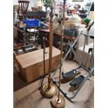 3 ASSORTED STANDARD LAMPS INC BRASS AND ANTIQUE CAST IRON ETC