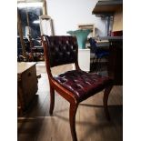 OXBLOOD BUTTON BACK LEATHER REGENCY REPRODUCTION CHAIR