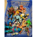 A TRAY CONTAINING VINTAGE TOYS FROM 1981 ETC