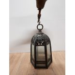 METAL AND ETCHED GLASS HALL LANTERN