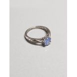 SILVER AND TANZANITE RING SIZE J1/2