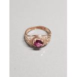 9CT GOLD AMETHYST RING SIZE L 2.9G