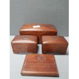 3 CARVED AFRICAN BOXES AND A MATCHING CIGARETTE BOX