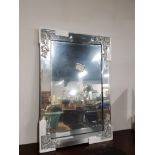 MODERN SILVER MIRROR WITH SCROLL CORNERS 80X125