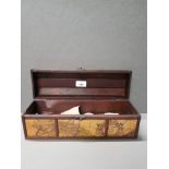 TREASURE CHEST JEWELLERY BOX CONTAINING BADGES COSTUME JEWELLERY ETC