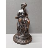 RESIN FIGURE OF A LADY READING A BOOK