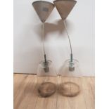 2 MODERN GLASS HANGING LIGHTS