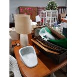 A LOT INC FRAMED ITEMS LAMP BED PAN ETC
