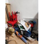 A LARGE LOT INC SCOOTER ROCKING HORSES DUMBBELLS BOXING BAG ETC