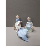 3 NAO FIGURINES INC 1042 LISTENING TO THE BIRDS SONGS DATED 1987
