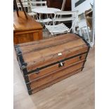 VINTAGE WOODEN AND METAL LINED CHEST