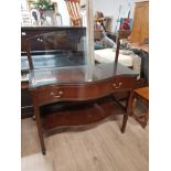 MAHOGANY GLASS TOP AND BACKED CUTLERY CABINET