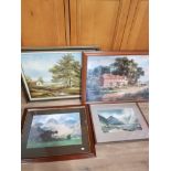 4 FRAMED ITEMS INC A HEATON COOPER WATERCOLOUR ETC