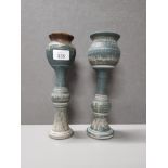 2 STUDIO POTTERY TALL GOBLETS