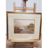 JOHN A HEPPLE 1917 SIGNED WATERCOLOUR LAKE AND RIVER SCENE