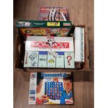 A BOX OF ASSORTED BOARD GAMES INC MONOPOLY CLUEDO ETC