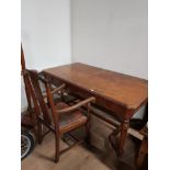 VINTAGE WALNUT 2 DRAWER DESK 168CM WIDE TOGETHER WITH ARM CHAIR