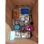 A BOX OF ASSORTED COSTUME JEWELLERY