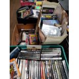 3 BOXES OF ASSORTED DVDS AND CDS