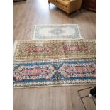 2 TURKISH WOOL RUNNERS AND A CHINESE HALF RUG