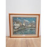 F HILDER SIGNED MIXED MEDIA HARBOUR SCENE