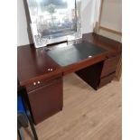MODERN OFFICE DESK WITH LEATHER INLAID TOP