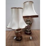 2 ORIENTAL STYLE TABLE LAMPS AND SHADES