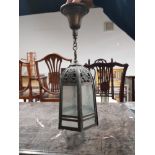 VINTAGE BRASS HANGING LANTERN