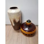 WEST GERMAN VASE AND FLOOR LAMP