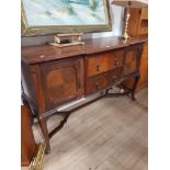 EDWARDIAN MAHOGANY SIDEBOARD WITH UNDER STRETCHER AND CABRIOLE LEGS