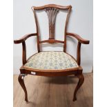 OAK CHIPPENDALE STYLE ARM CHAIR