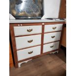 PAINTED PINE 6 DRAWER CHEST FITTED WITH BRASS HANDLES