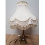 BRASS CORINTHIAN COLUMN TABLE LAMP AND SHADE NA