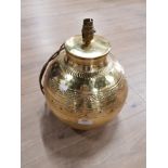 LARGE ROUND EASTERN BRASS LAMP BASE