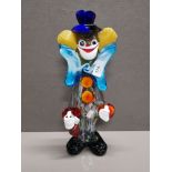 LARGE GLASS MURANO CLOWN WITH BOTTLE