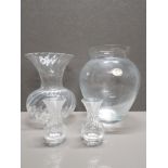 4 BOXED PIECES OF GLASS INC BOHEMIA AND DARTINGTON CRYSTAL ETC