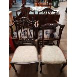 2 SHIELD BACK WHEATSHIEF ARM CHAIRS TOGETHER WITH 2 ANTIQUE VICTORIAN BEDROOM CHAIRS