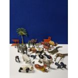 A LARGE AMOUNT OF 1950S CAST METAL BRITAINS AND OTHER ZOO ANIMALS INC TIGERS ETC