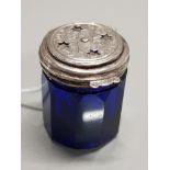 VICTORIAN BRISTOL BLUE GLASS POUNCE POT