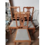 3 STRIPPED VINTAGE CHAIRS AND AN OAK ENTERTAINMENT UNIT