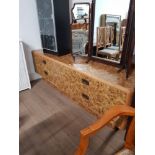 MODERN BURR WALNUT EFFECT LONG LOW SIDEBOARD