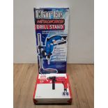 A CLARKE METALWORKER DRILL STAND TOGETHER WITH A 500W IMPACT DRILL