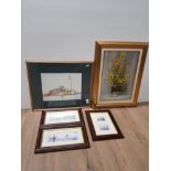 5 FRAMED ITEMS INC JOHN J KERR SIGNED WATERCOLOUR ETC