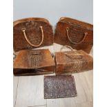 4 CROCODILE SKIN LADIES HANDBAGS PLUS 1 SNAKE SKIN