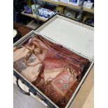 VINTAGE SUITCASE WITH LEATHER BAGS ETC