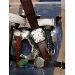 A BOX OF ASSORTED WATCHES