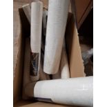 A BOX CONTAINING ASSORTED WALLPAPER ROLLS