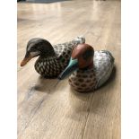 2 WALTAR STAHLI WOODEN DECOY DUCKS MADE IN SWITZERLAND