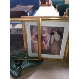 LARGE LIMITED EDITION PRINT AND GILT FRAME WITH GLASS SIGNED INDISTINCT