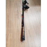 A BUNDLE OF FISHING RODS WITH 2 MULTIPLIER REELS